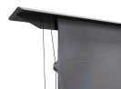 Custom installation projection screen with sleek black frame and high-quality fabric.