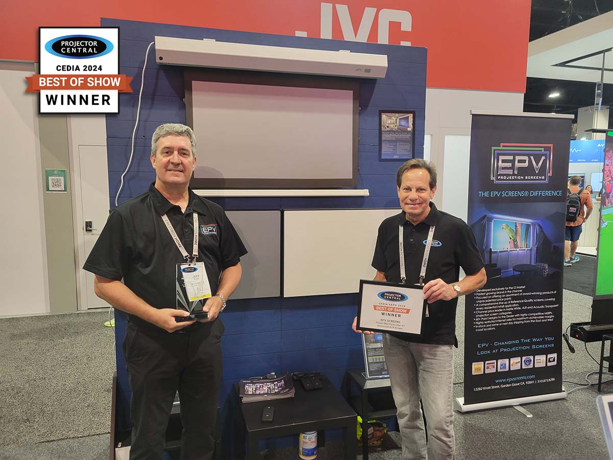 EPV Screens Power Max Sonic Star AT Wins Projector Central CEDIA 2024 Best of Show Award