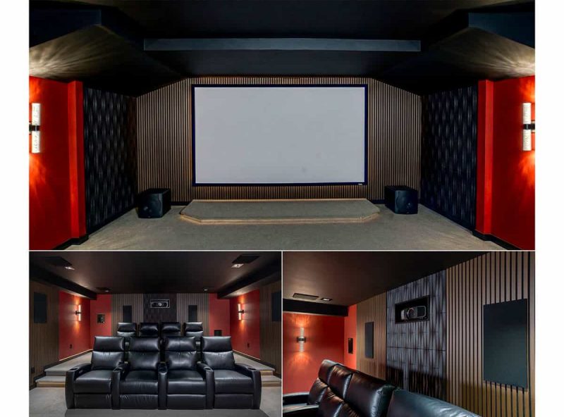 EPV Screens® Custom Projection Screen Theater Projection screen for home theater with acoustic panels and premium sound system.