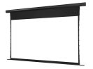 Projection screen with sleek black casing for custom home or commercial installations.